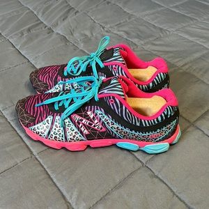 New balance neon animal print sneakers